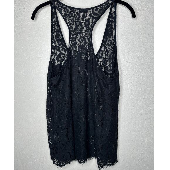 Joie Black Floral Lace Sleeveless Racerback Tank Top M - Picture 6 of 11